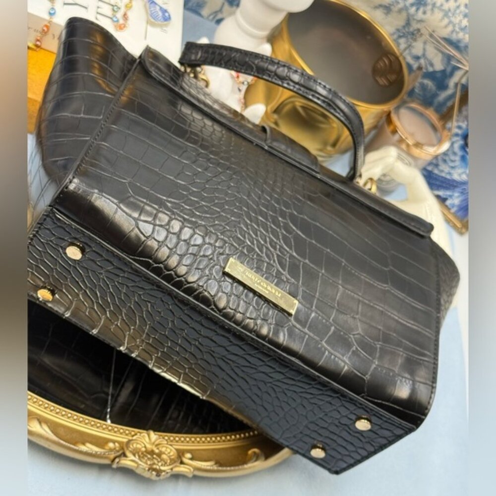 🆕 KURT GEIGER LONDON 🧿 NWOT Brixton Croc-Embossed Top Handle Flap Bag *SAMPLE* - Picture 15 of 16